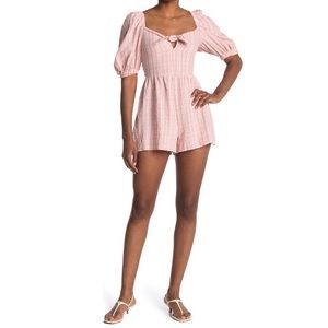 Topshop Check Tie Front Peasant Top